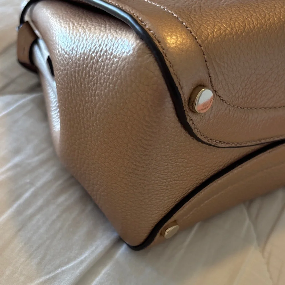 kate spade Rose Gold metallic Knot Medium Leather Satchel - Picture 11 of 13